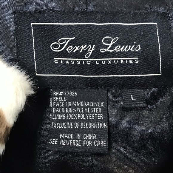 Terry Lewis Faux Fur Cropped Jacket Leopard Print Beaded and Lace Detail  NEW L - Picture 12 of 15